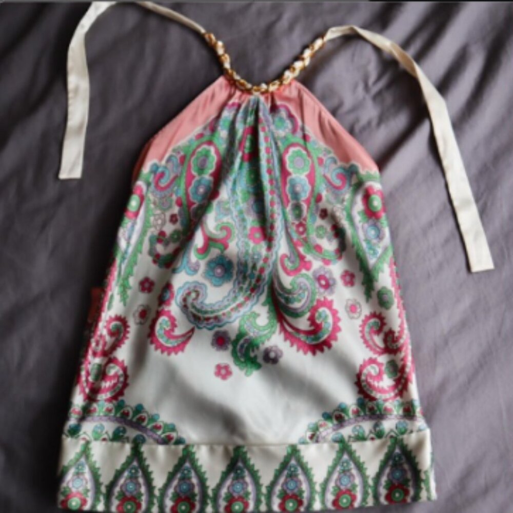 Guess Pink Paisley Halter Tank Top